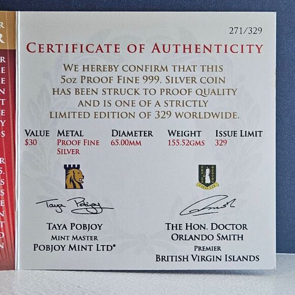 RARE 1921-2021 MORGAN-PEACE SILVER DOLLAR 100th ANNIV (5 oz) Proof - Box & COA - Picture 3 of 5